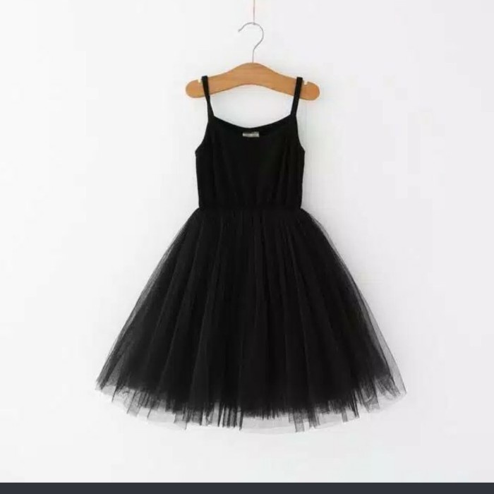 dress anak perempuan tutu tanpa lengan - Hitam, 110