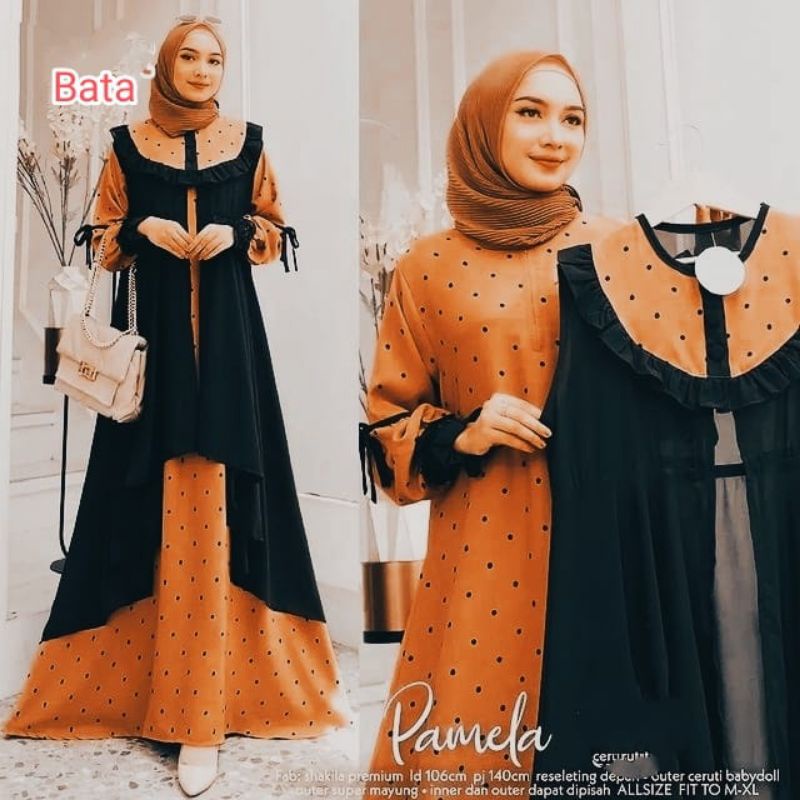 gamis pamela set iner dan outer bisa di pisah