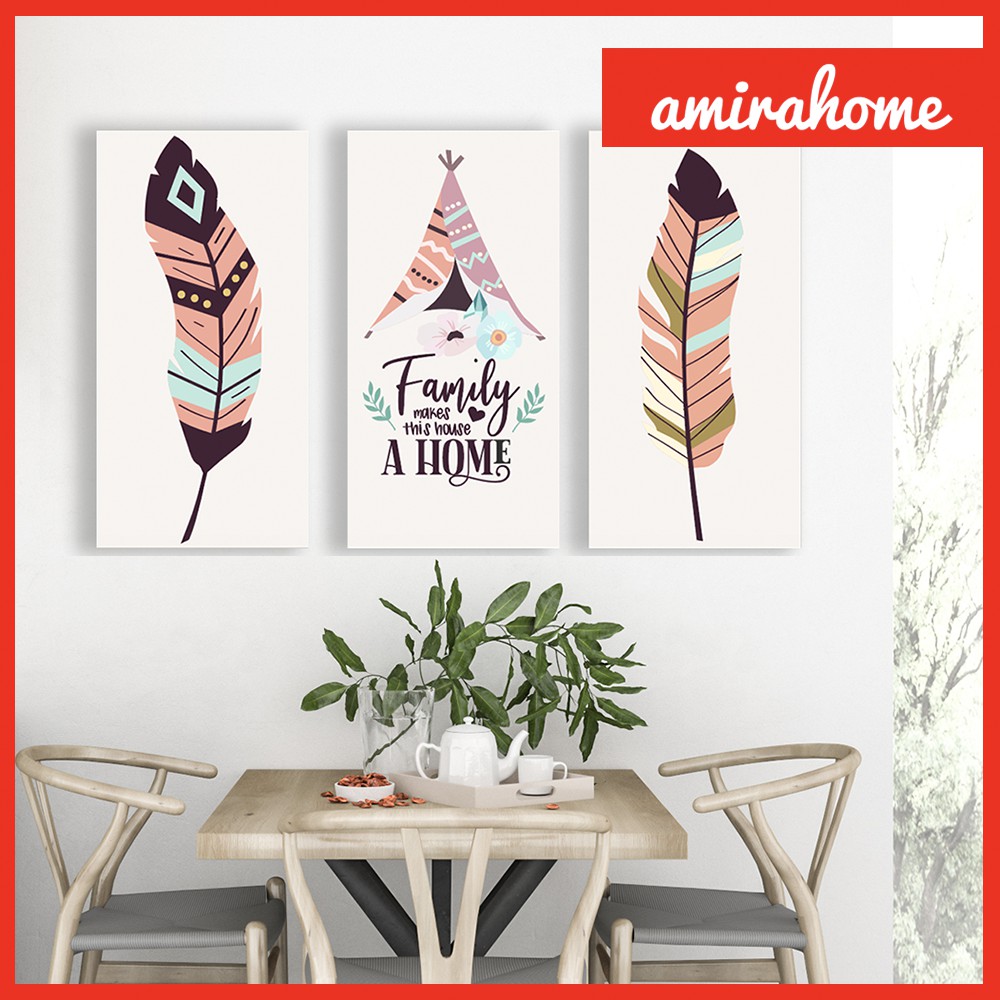 Hiasan Dinding Wall Decor Dekorasi Poster Kayu Shabby Chic Dekorasi Pajangan Rumah Type Feather