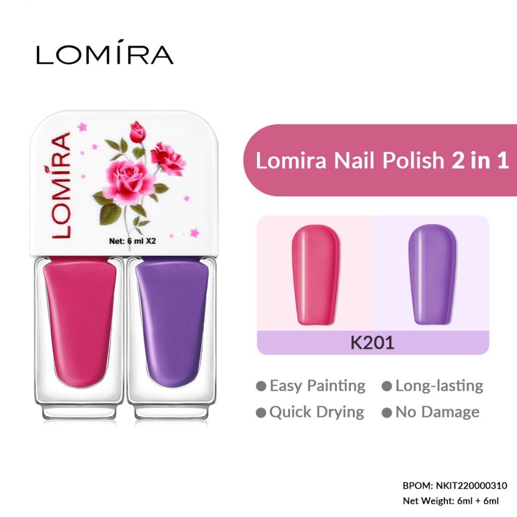 LOMIRA Nail Polish 2in1 Kutek Dual Color - Cat Pewarna Kuku