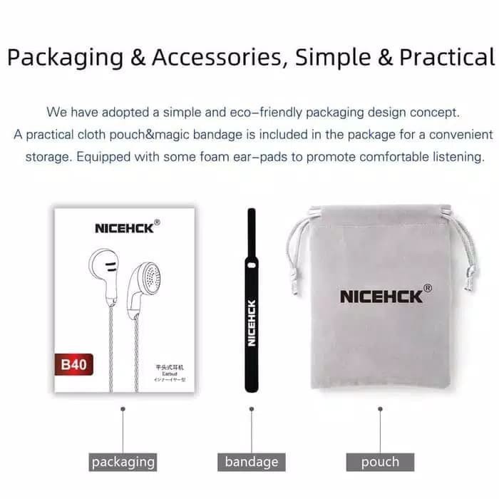 Earbud NiceHCK B40 with Mic 32 Ohm 14.8mm