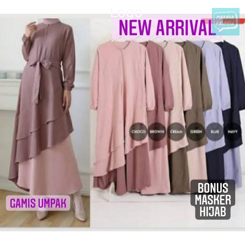 GAMIS POLOS MURAH WANITA KOMBINASI WARNA BAWAH RUMBAI SAMPING GAMIS UMPAK RUMBAI SAMPING TERMURAH