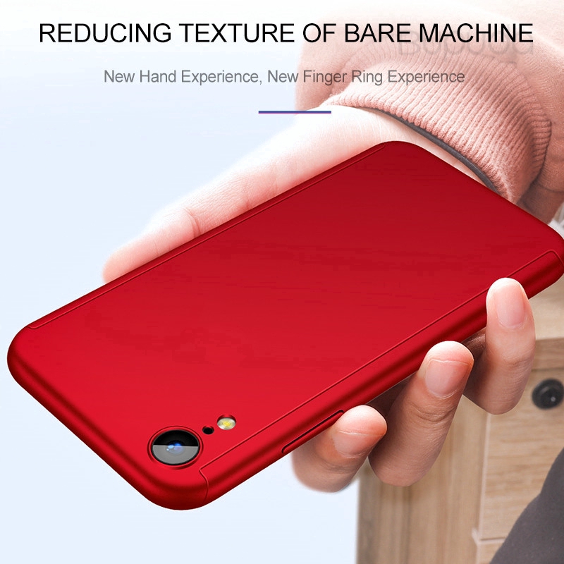 Hard Case PC + Tempered Glass Pelindung Layar Full 360 ° Untuk iPhone 5S SE 6 6S 7 8 Plus