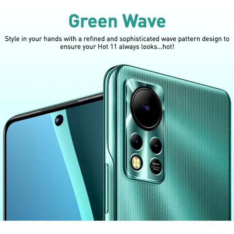 Hp Terbaru Infinix Hot 11s NFC 6/128 Ram 6GB Rom internal 128GB - New Baru Original Garansi Resmi - Helio G88 Gaming Fast Charging 50MP - Hot 11 S 4/64 4GB 64GB 6 4 128 64 GB - Warna Colour Green Black Purple Blue Hijau Hitam Ungu Biru Promo Murah Lebay-Green Wave