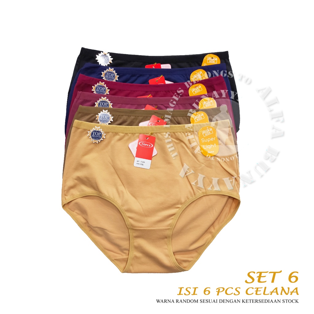 6 Pcs Celana Dalam Wanita SOREX 1249 EXTRA SIZE - MAXY Cutting - Super Soft - CD BIG SIZE Underwear JUMBO - Pakaian Dalam Wanita Katun Cotton