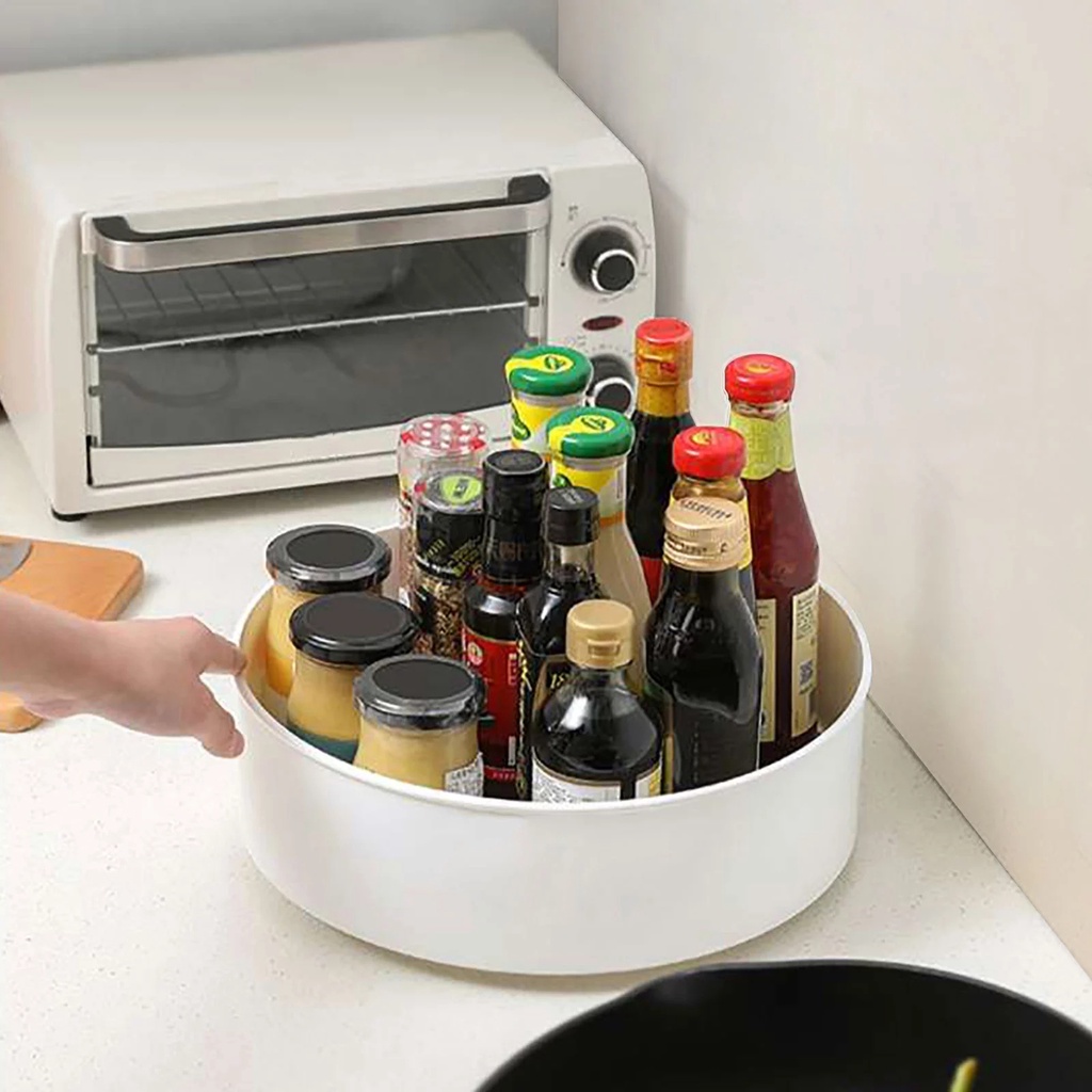 Multifunctional Kitchen 360 rotating condiment  storage tray / Spice jar snack storage container