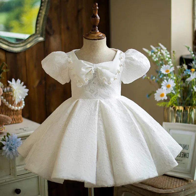 DRESS WHITE PUTIH GAUN BAPTIS GEREJA BAPTIS ORGANZA ANAK PEREMPUAN GAUN PESTA ULANG TAHUN BAYI PEREM