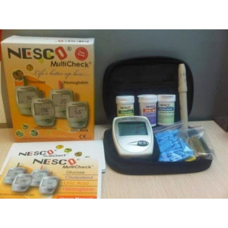 NESCO Alat Cek Gula Darah Asam Urat Dan Kolesterol Mesin Periksa Urid Acid Glucosa And Cholesterol