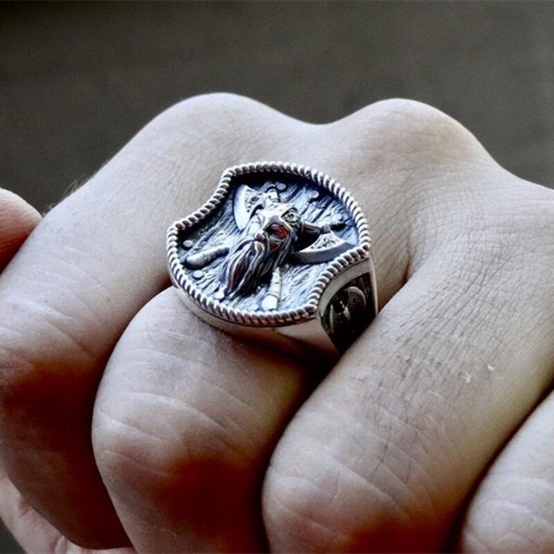 Cincin Bahan Stainless Steel 316l Desain Palu Thor Gaya Vikingnorse Paganbiker Untuk Pria