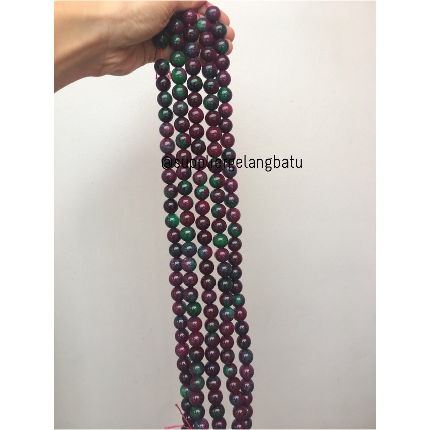 bahan gelang kalung 14mm tanzania kilap garnet ruby tanzanite akik model purple trending aksesoris