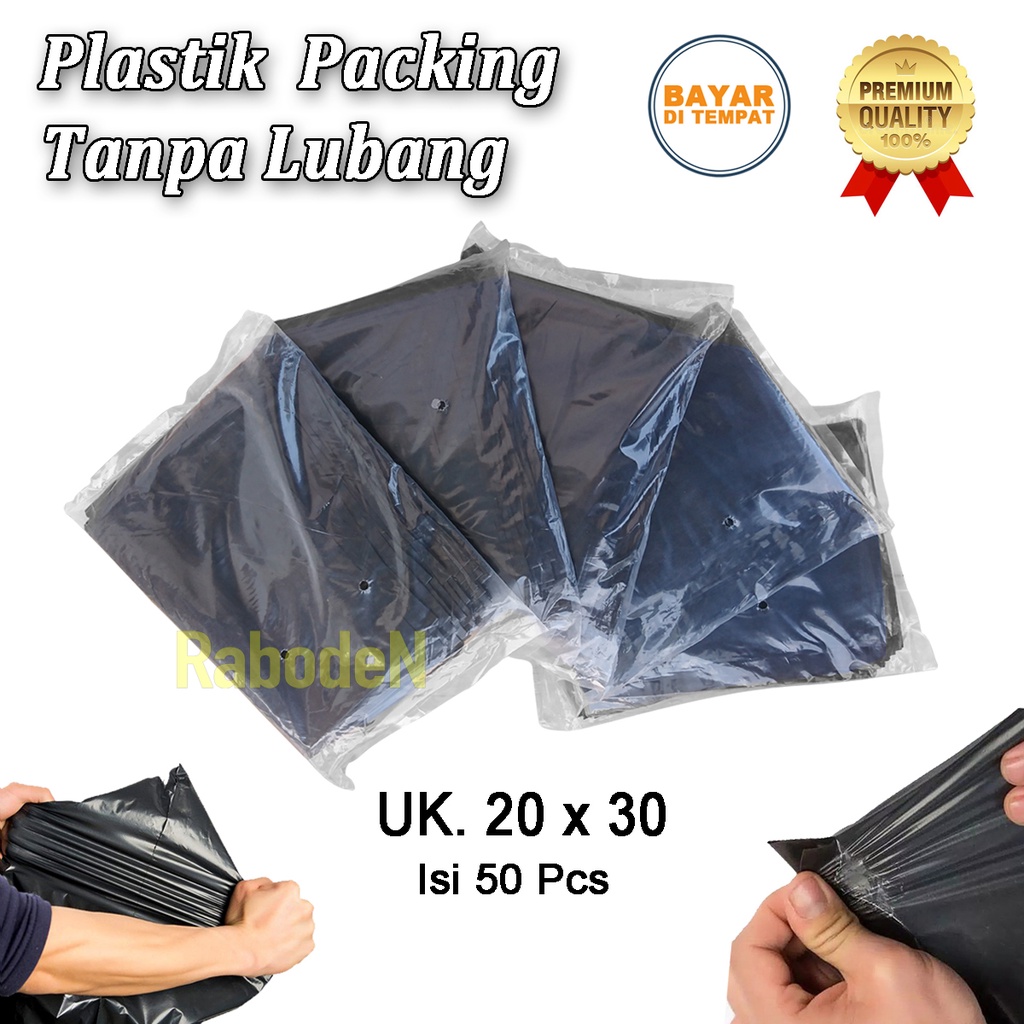 

Plastik Packing Tanpa Plong Ukuran 20 x 30 cm Plastik Packing Warna Hitam Tanpa Lubang Bahan PE 0.04mm Isi 50 Pcs