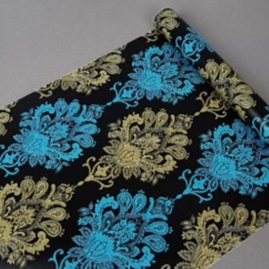 Wallpaper dinding / WallSticker Motif Batik Biru Emas