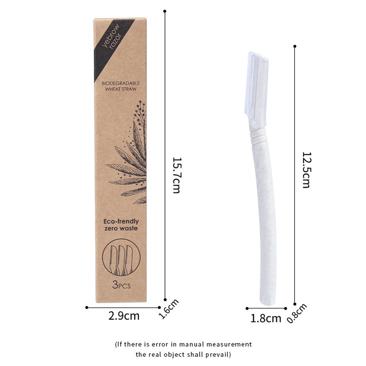 Eco Friendly Eyebrow Razor Set 3pcs Silet Alis 3 pcs Trimmer Pisau Alis Mata Biodegradable Wheat Straw