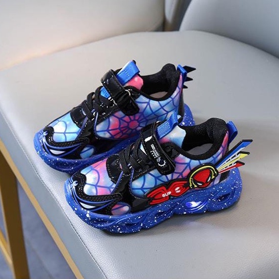 Spiderspy Sepatu With Led Anak Size 21-30 Usia 1-5 Tahun