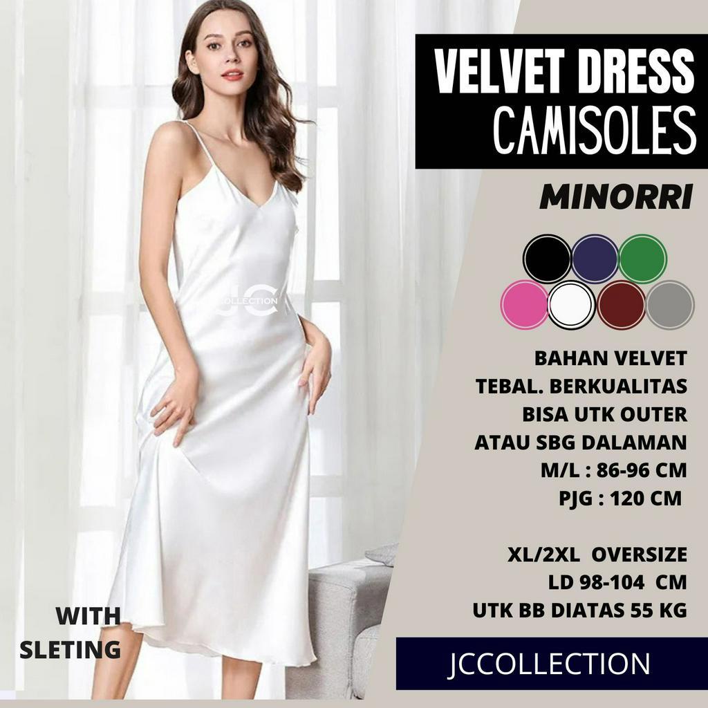 Long Dress Camisoles Sexy Saten Tali kecil Wanita Gaya Korea Minorie - JCCollections