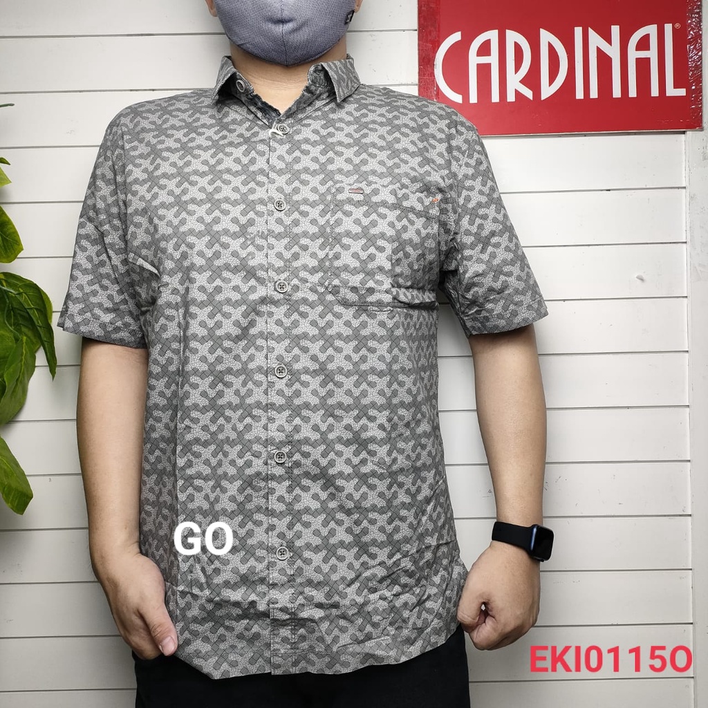 gof KRQB CARDINAL KEMEJA JUMBO Pakaian Atasan Pria Kemeja Motif Hem Big Size Lengan Pendek