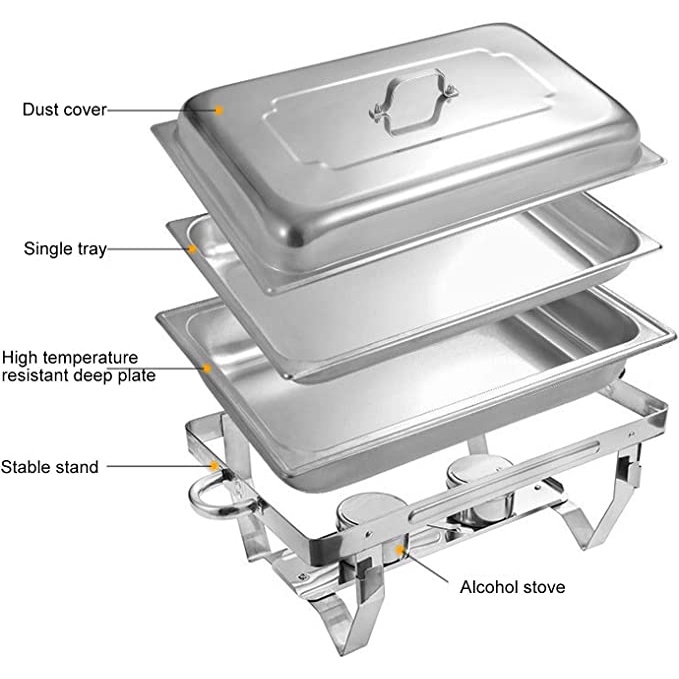 Chafing Dish 11L Tempat Makan Atau Prasmanan Stainless Steel Tanpa Sekatan