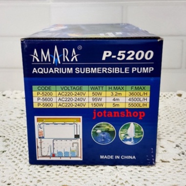 Amara P-5200 AA P 5200 P5200 Pompa air celup Aquarium Kolam air mancur Hidroponik