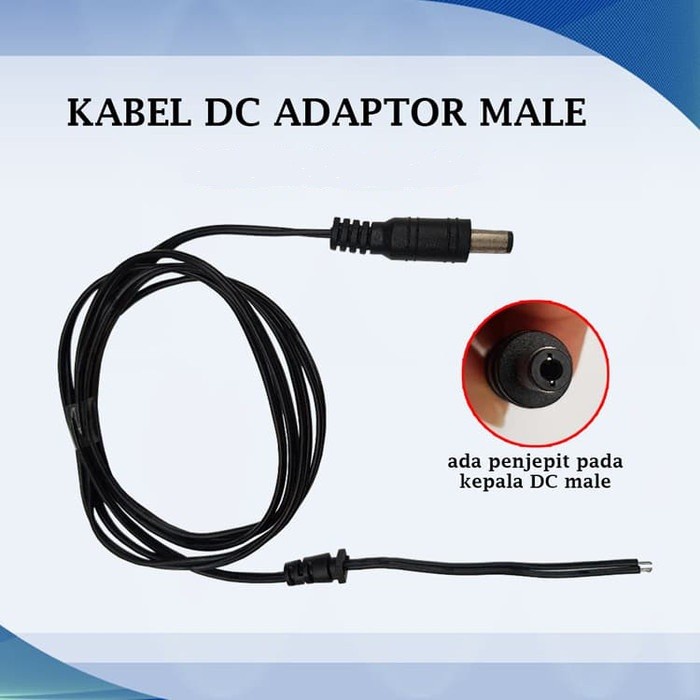 KABEL JACK DC ADAPTOR MALE COWOK AWG 22  1.2 METER 2.5 METER