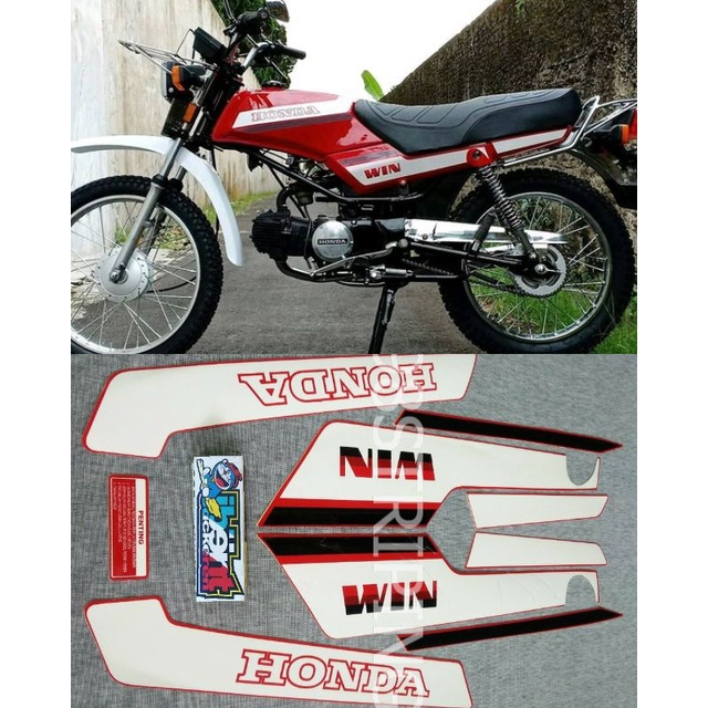 STIKER STRIPING LIS STANDAR ORI HONDA WIN100 WIN 100 PUTIH TAHUN 1984