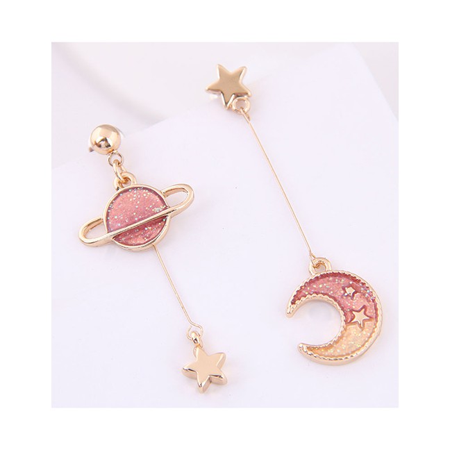 LRC Anting Tusuk Fashion Xingyue Asymmetric Earrings A5844X