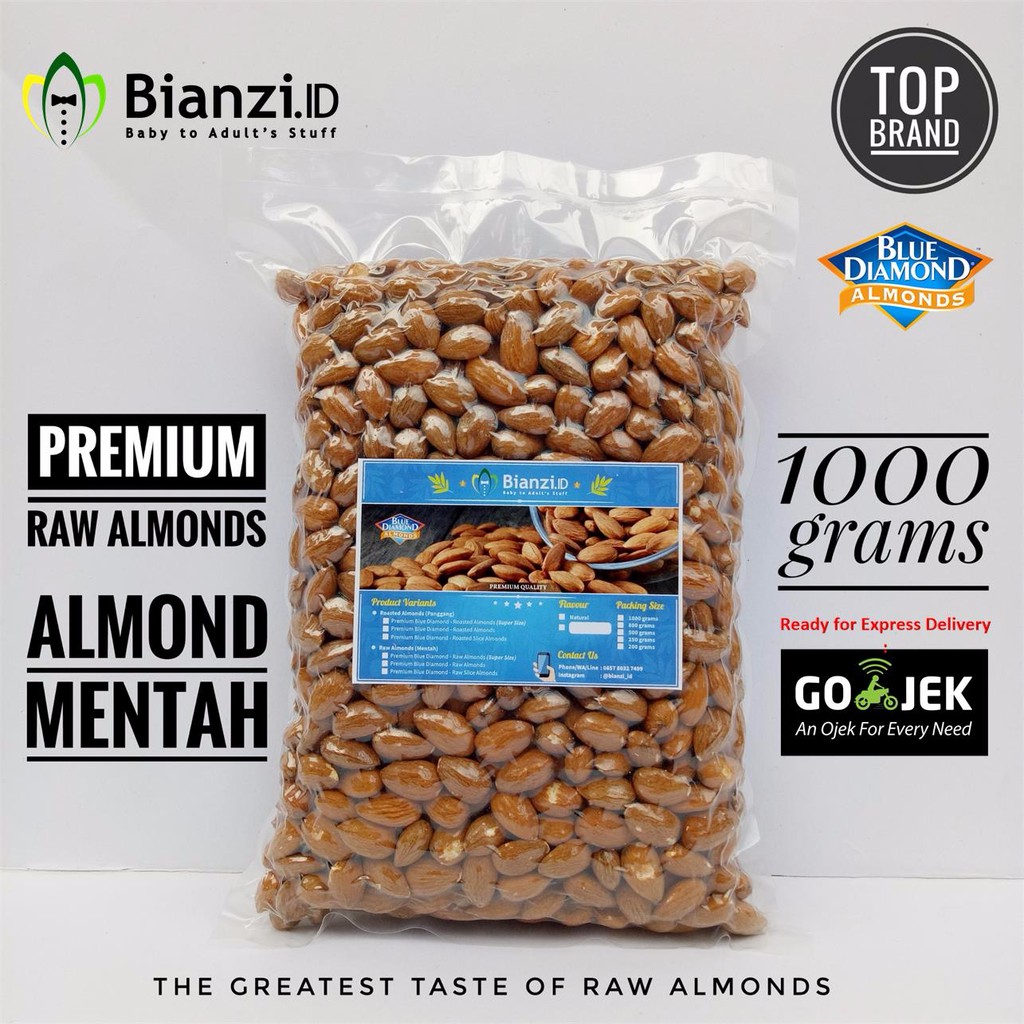 Almond Blue Diamond-Kacang Almond Mentah-1000 grams