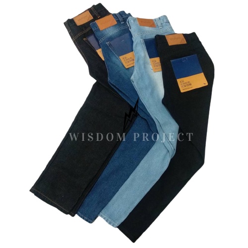 Wisdom Project - Celana Panjang Jeans Straight Vintage Denim Reguler Fit Basic