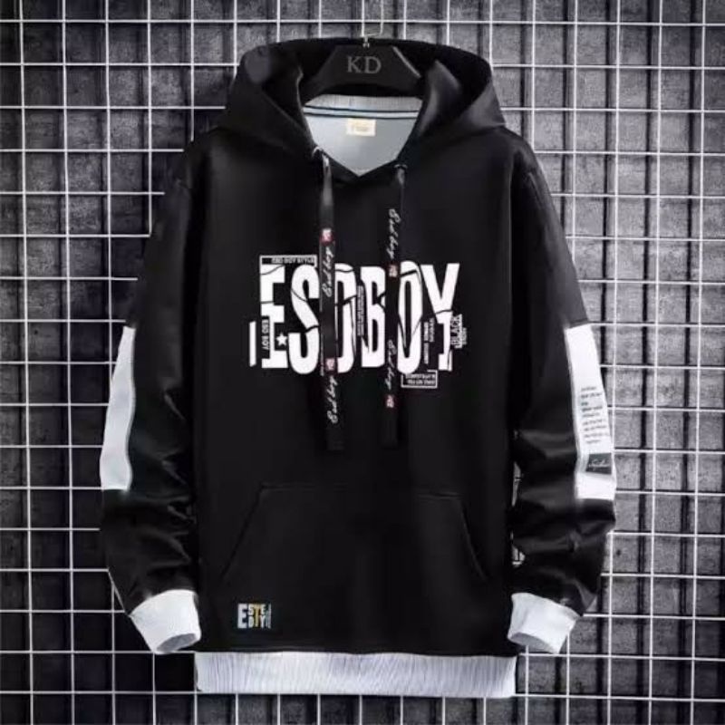 SWEATER PRIA - ESOBOY HOODIE JUMPER - BAHAN TEBAL DAN LEMBUT - HARGA TERMURAH - UNISEX WANITA-Esoboy Hitam