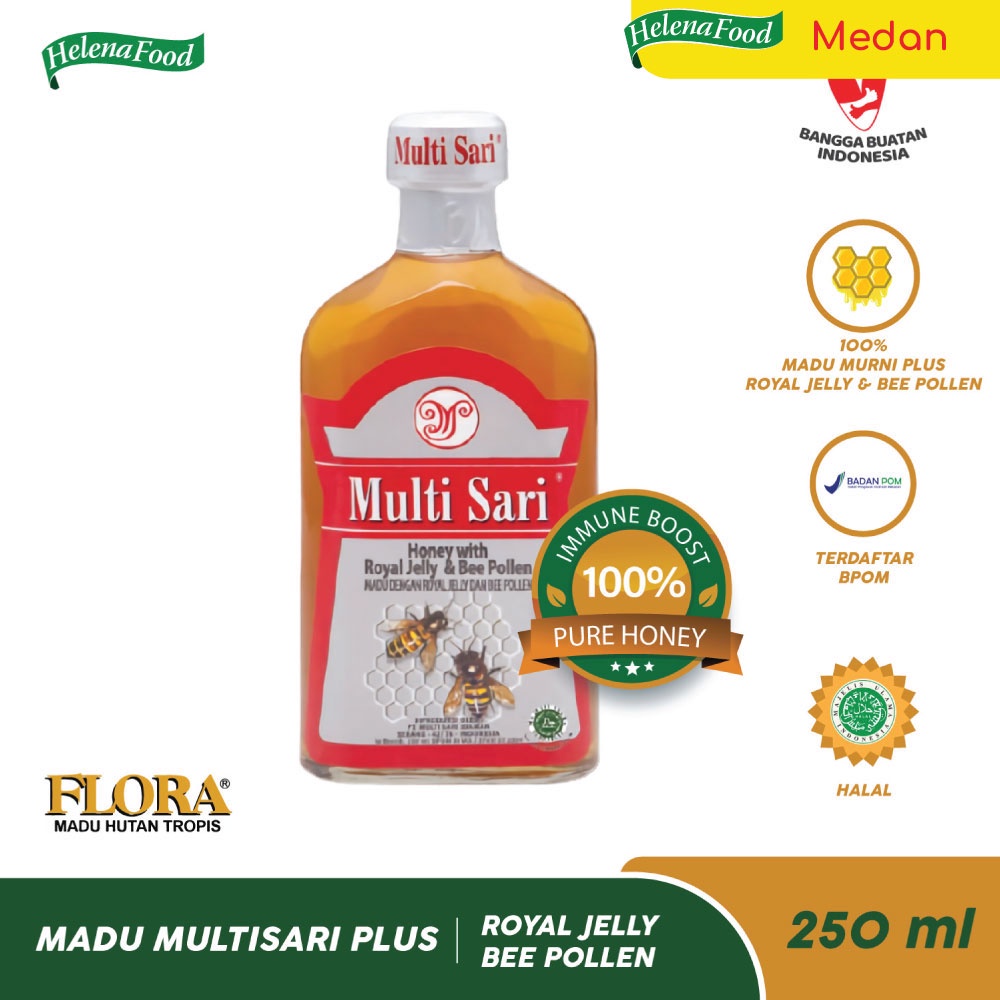 

Madu Murni Asli Multisari Plus 250 ml plus Royal Jelly dan Bee Pollen