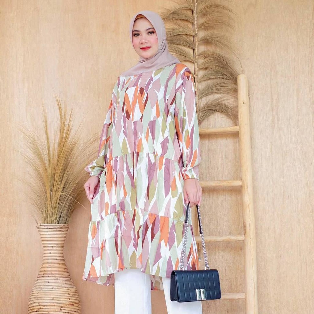 Marwa Manisha Tunik Motif - Oversize Katun Rayon Viscose premium