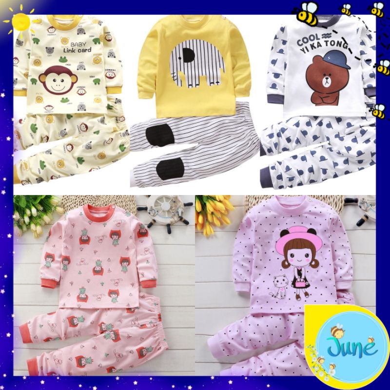 [READY JAKARTA] BAJU TIDUR ANAK SETELAN PIYAMA BAYI SET LENGAN PANJANG BAHAN LEMBUT #122-126