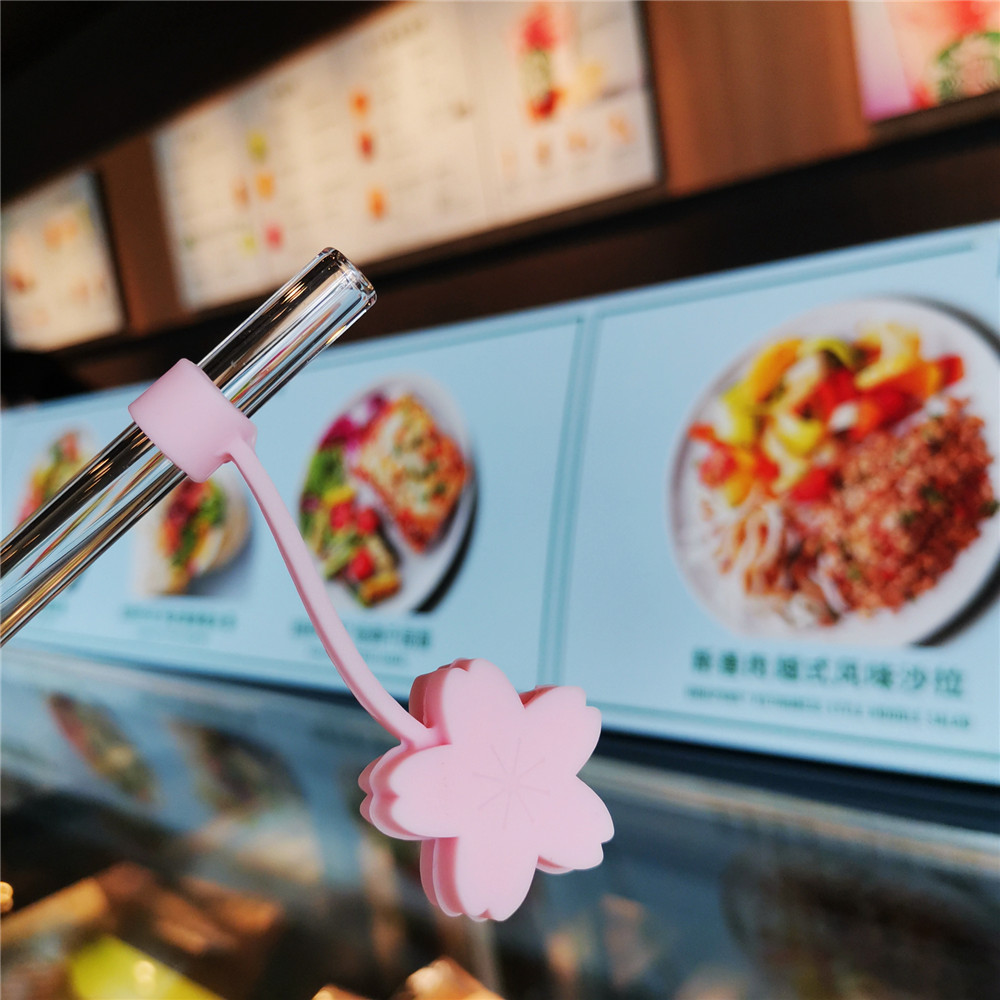 【COD Tangding】Sedotan Silikon Universal dengan Tutup Anti Debu Bentuk Bebek/Beruang/Sakura/Pelangi