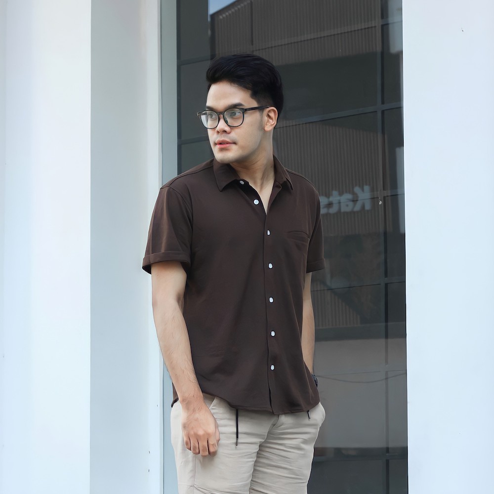 Cottongo Kemeja Pendek Pique Brown