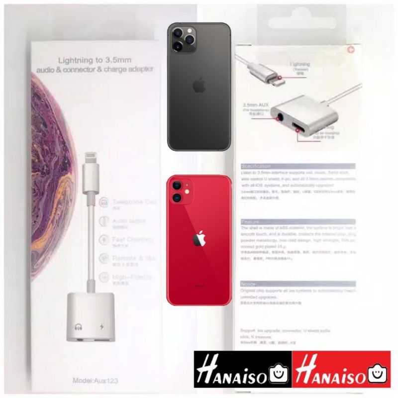 Termurah Medan ( BISA OPEN MIC ) SPLITTER Iphon 3.5mm LIGHTNING ADAPTER Converter untuk LIVE / Rekaman Tiktok BM800 BM8000 SMULE BIGO