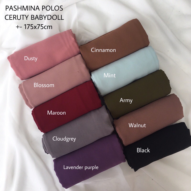 Pashmina Ceruty baby doll premium pasmina ceruty  baby doll pashmina ceruty tepi jahit -+ 175x75-7