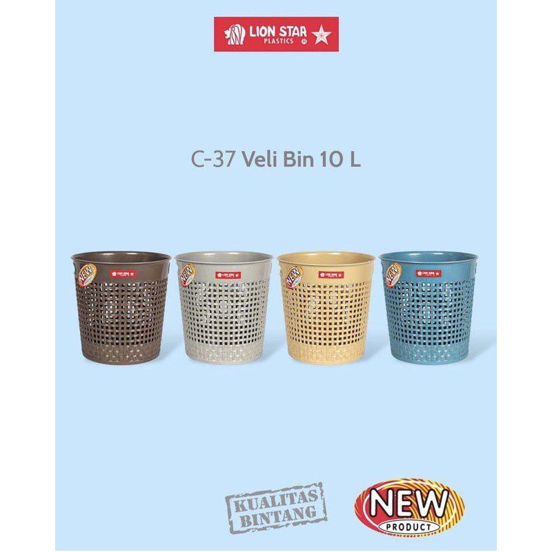 TEMPAT SAMPAH / TONG SAMPAH ATAU KOTAK SAMPAH LION STAR C 37 10 literan/kerenjang sampah veli bin li