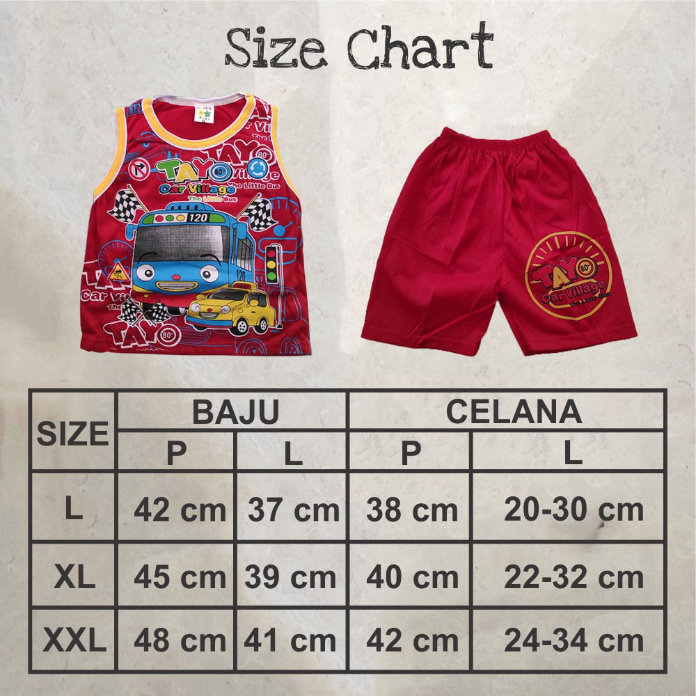 SETELAN BAJU ANAK SINGLET BERGAMBAR