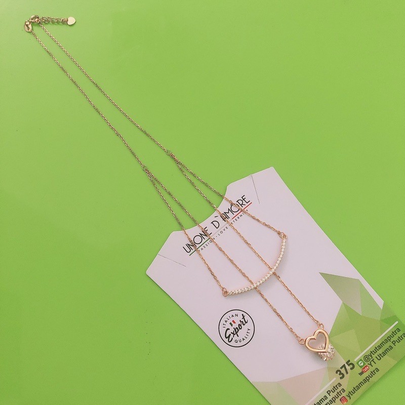 Kalung 2 layer love line mata lengkung UBS