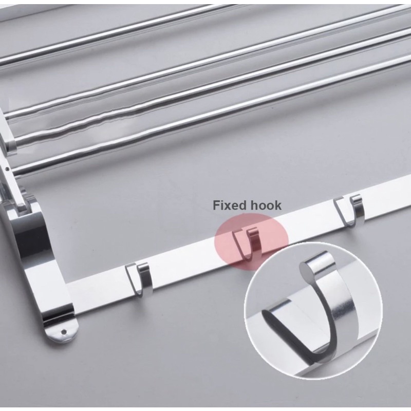 803 Rak Handuk Gantungan Aluminium Lipat Croom Towel Rack 60cm Tebal