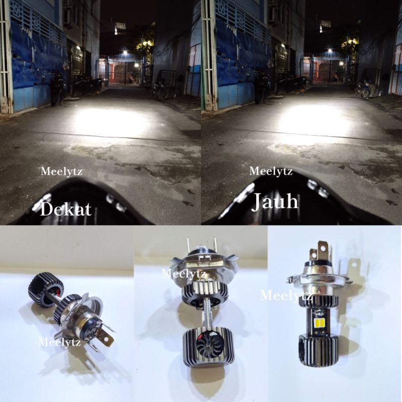 Lampu depan Led 2 sisi 12 mata H4 Led ada kipas jauh dekat putih AC DC