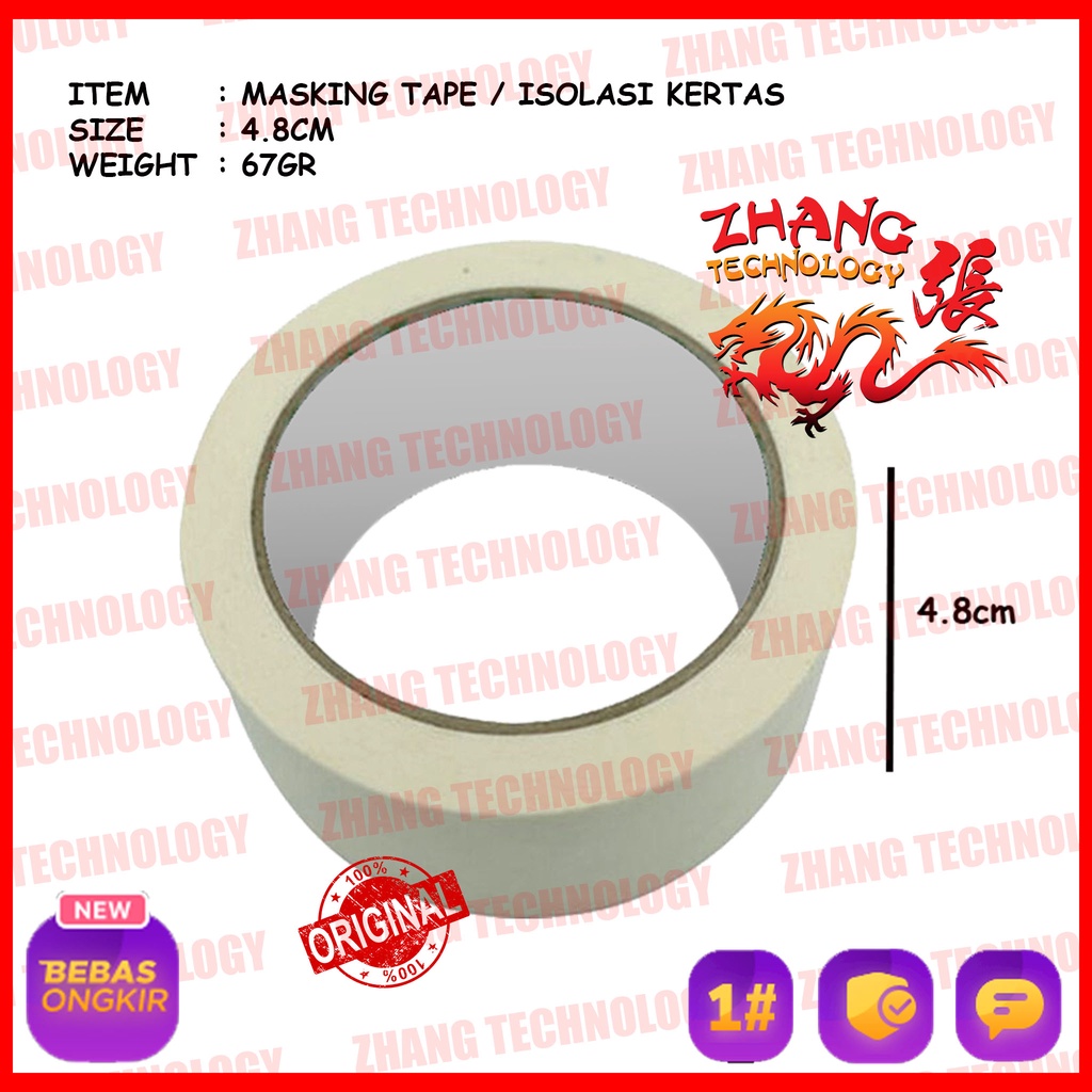 

[ ZHANG TECHNOLOGY ] LAKBAN ISOLASI KERTAS STAR MASKING TAPE 4.8CM X 10Y