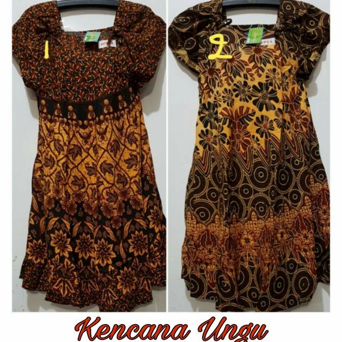 Daster Kekinian Batik Kencana Ungu Original Model Payung Serut