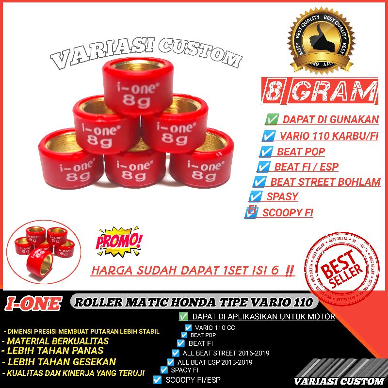 ROLLER ROLER LOLER RACING BEAT FI BEAT STREET ESP VARIO 110 KARBU SCOOPY 8GRAM 8 GRAM ORIGINAL