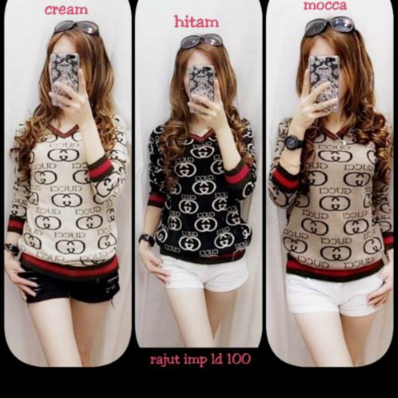SWEATER RAJUT GUCCI PREMIUM IMPORT ATASAN WANITA