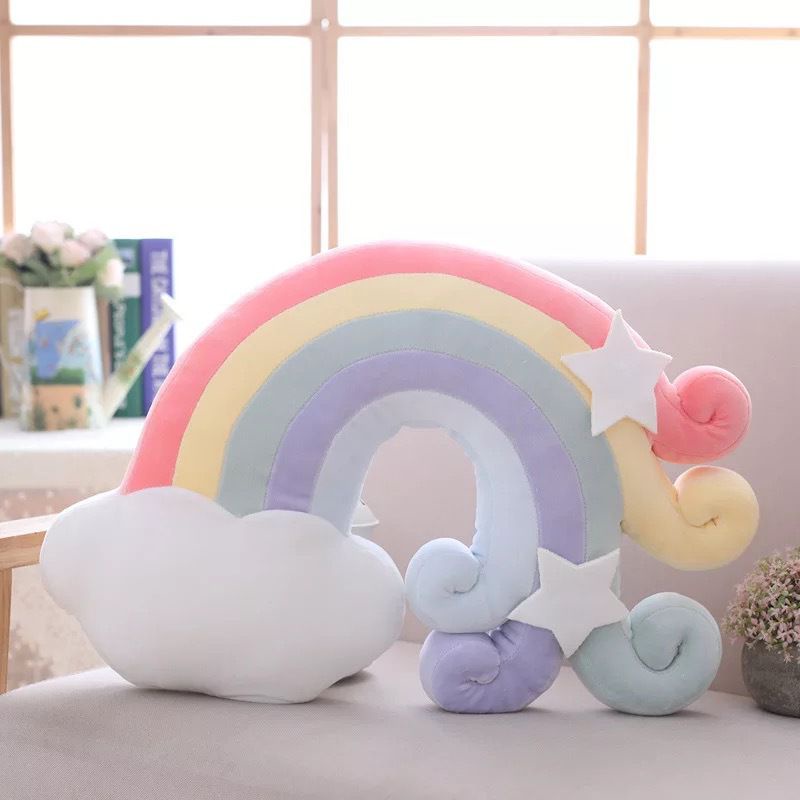 53*40cm Rainbow Plush Sofa Pillow Cushion Sleeping Pillow Cloud Moon Home Decoration Toy Propitious Cloud Moon Shell