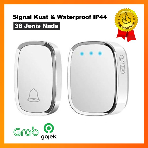 Bel Rumah Wireless Door Bell Waterproof Pintu 1 Receiver 36 Nada