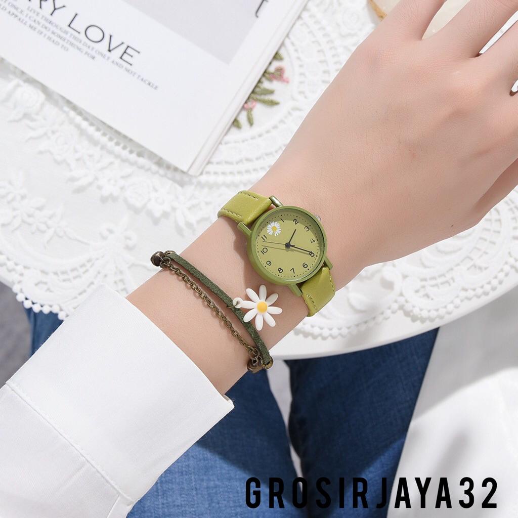 JAM TANGAN WANITA ASTRY DAISY ANALOG WATCH KALEP SINTESIS PU KOREAN FASHION