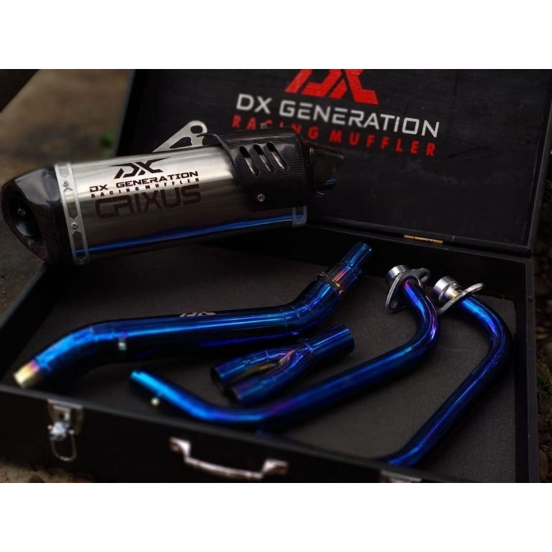 Knalpot ORIGINAL DX RvR Long - Header Blue (FULL SYSTEM) R25, MT25, CBR 250R, CBR 250RR, Ninja 250 K