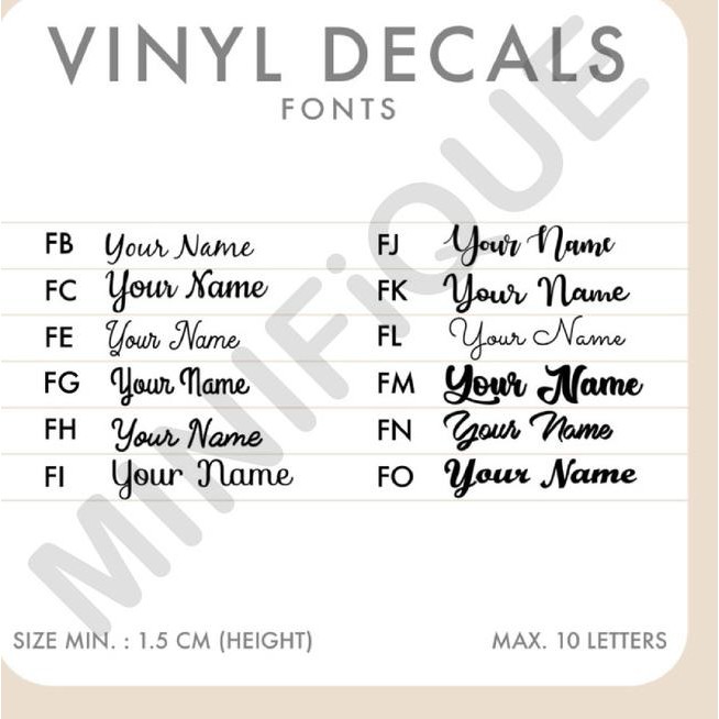 

☼ Cutting sticker label nama vinyl decal oracal 1.5 cm - SILVER OR GOLD ❊