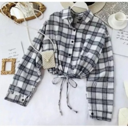 Kemeja kerlita plaid shirt / kemeja wanita crop